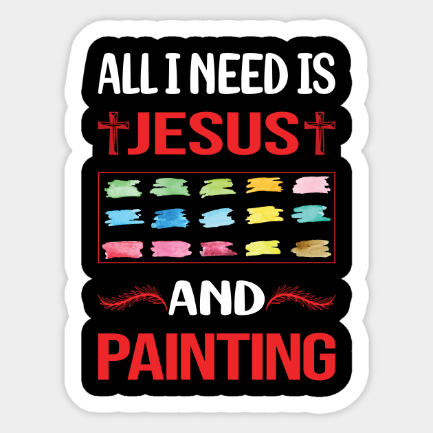 Funny Jesus Painting Sticker by Happy Life